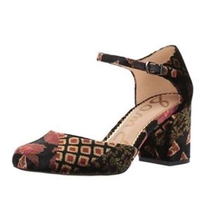 Sam Edelman Patterned Clover Velvet Block Heels